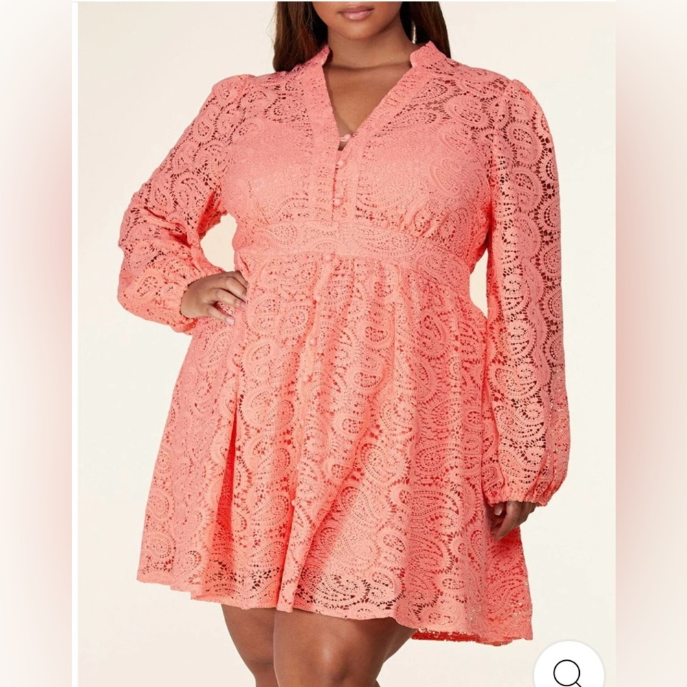 Elegant Coral Lace Dress